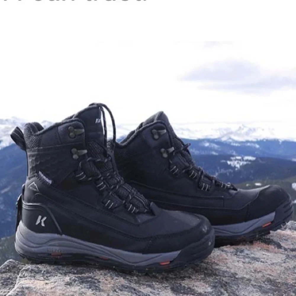 New Korkers Snowmageddon Boots size 9.5 color Black/Gray